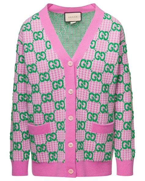 gucci pink green|Gucci pink and green cardigan.